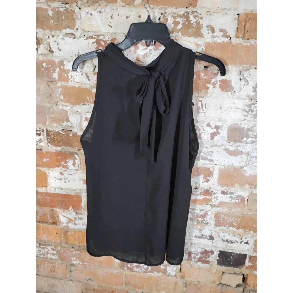 Vintage‎ Carole Christian Artsy Bow Neck Tie Sleeveless Blouse Flowy